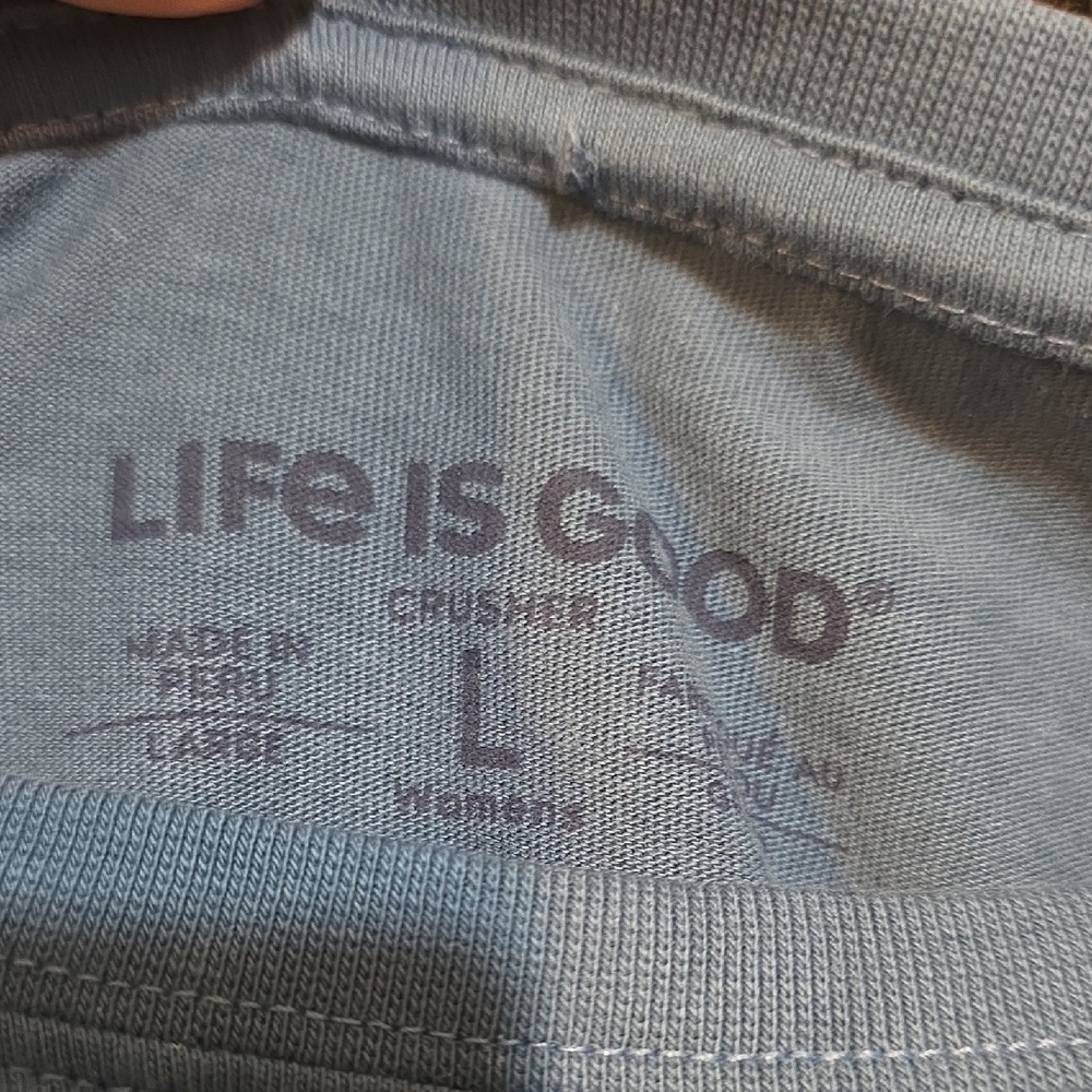 Life is Good Crusher Tee Womens Large Blue Let It Snow Snowman Long Sleeve - Picture 2 of 7